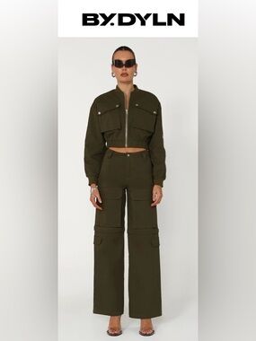 BY.DYLN Kennedy Two Way Cargo Pants Khaki Zip Off Size Large NWOT